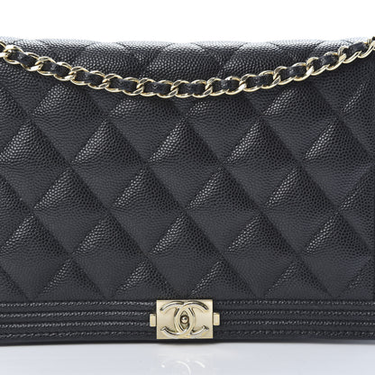 Chanel Caviar Quilted Boy Wallet On Chain WOC Black 9 of 15