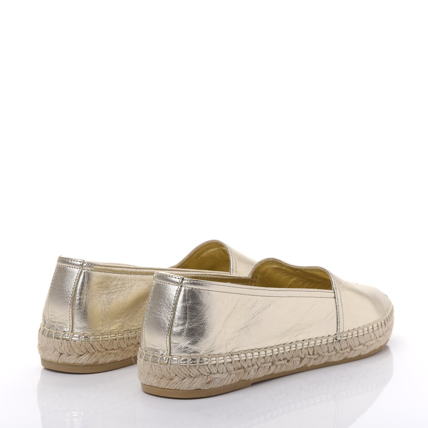 Metallic Lambskin Monogram Espadrilles 39 Gold