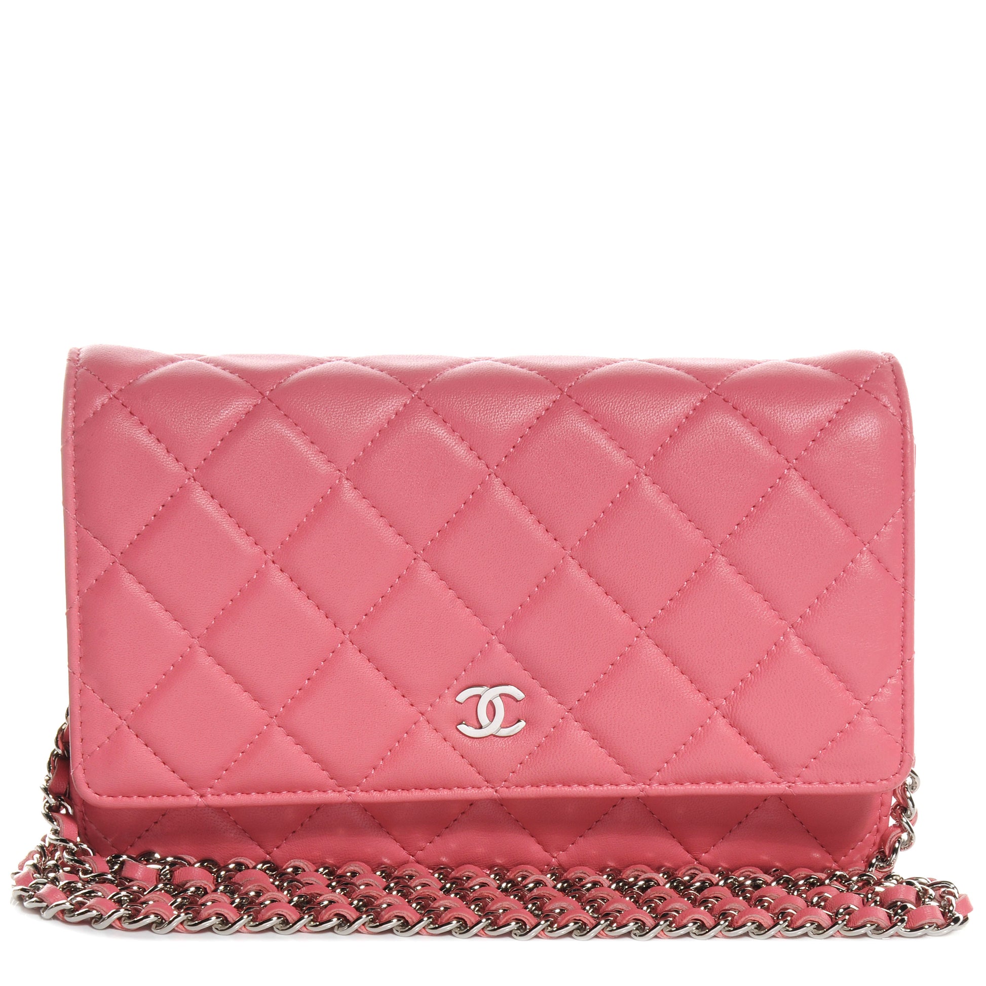 Chanel Lambskin Wallet On Chain WOC Pink 1 of 9