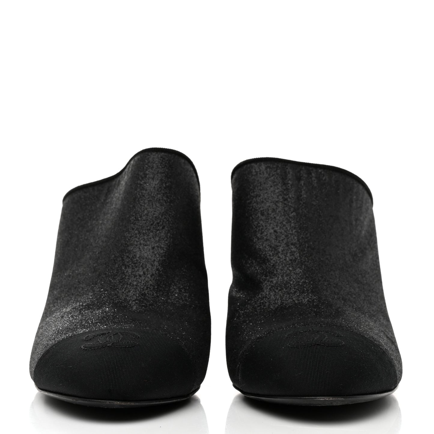 Fabric Glitter Cap Toe Logo Pumps 41 Black