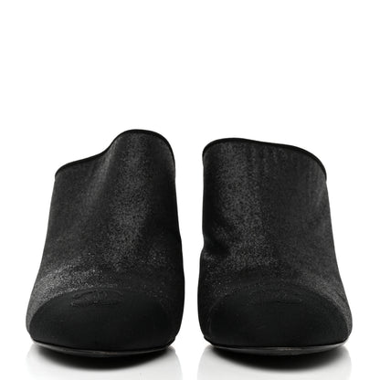 Chanel Fabric Glitter Cap Toe Logo Pumps 41 Black 2 of 9