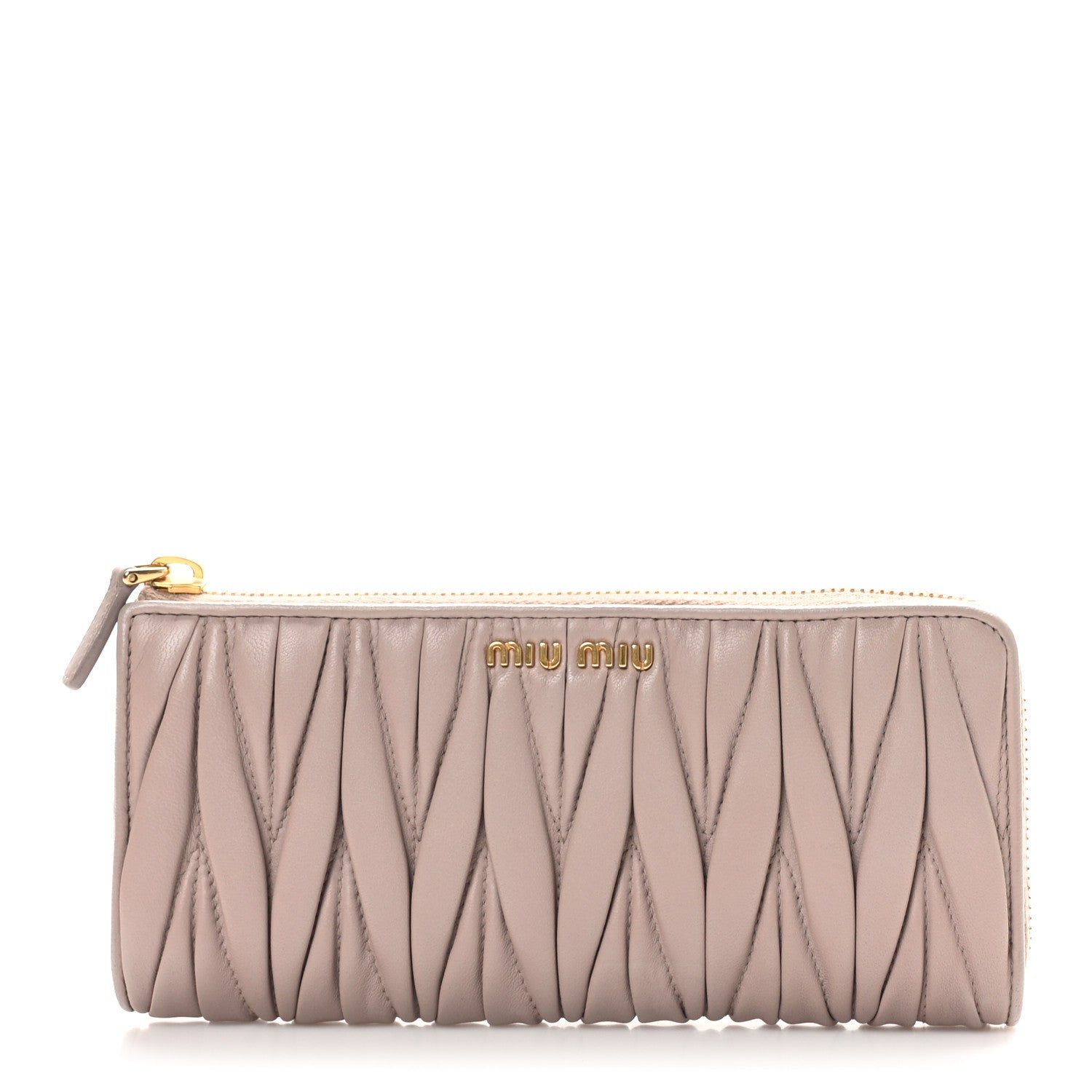 Miu Miu Nappa Matelasse Zip Around Wallet Pomice 1 of 7