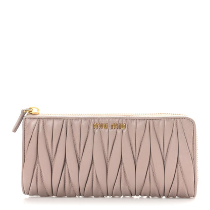 Miu Miu Nappa Matelasse Zip Around Wallet Pomice 1 of 7