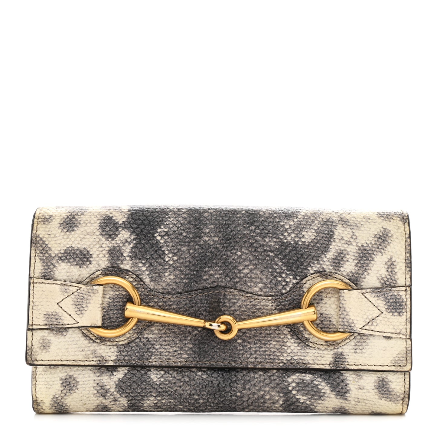 Calfskin Karung Embossed Horsebit Continental Wallet Multicolor