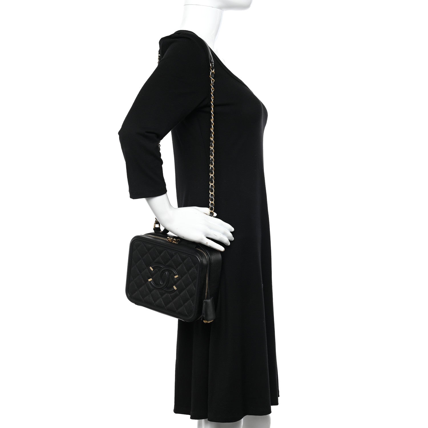 Chanel Caviar Quilted Medium CC Filigree Vanity Case Black 2 of 11