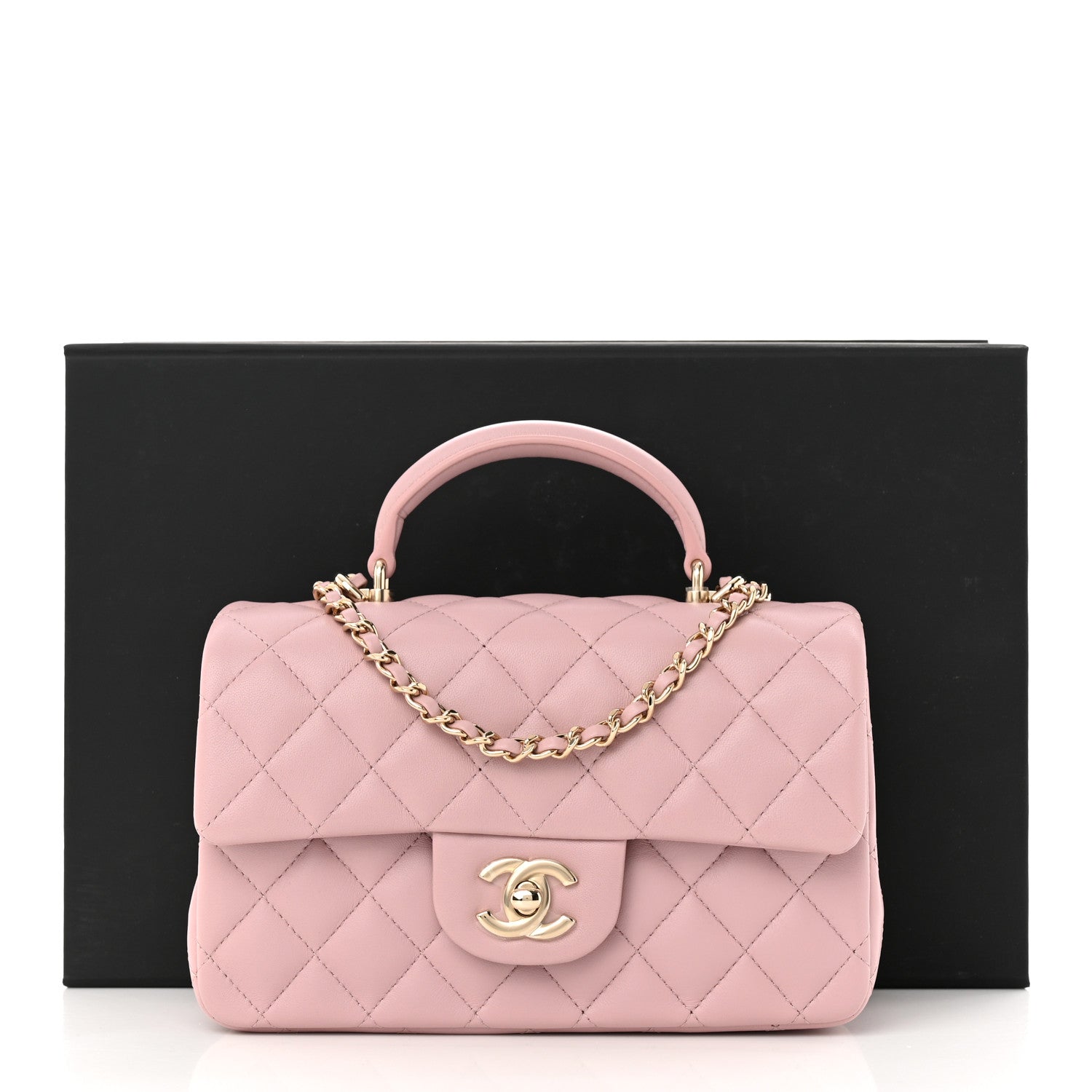Chanel Lambskin Quilted Mini Top Handle Rectangular Flap Light Pink 11 of 11