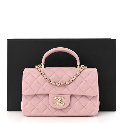 Chanel Lambskin Quilted Mini Top Handle Rectangular Flap Light Pink 11 of 11