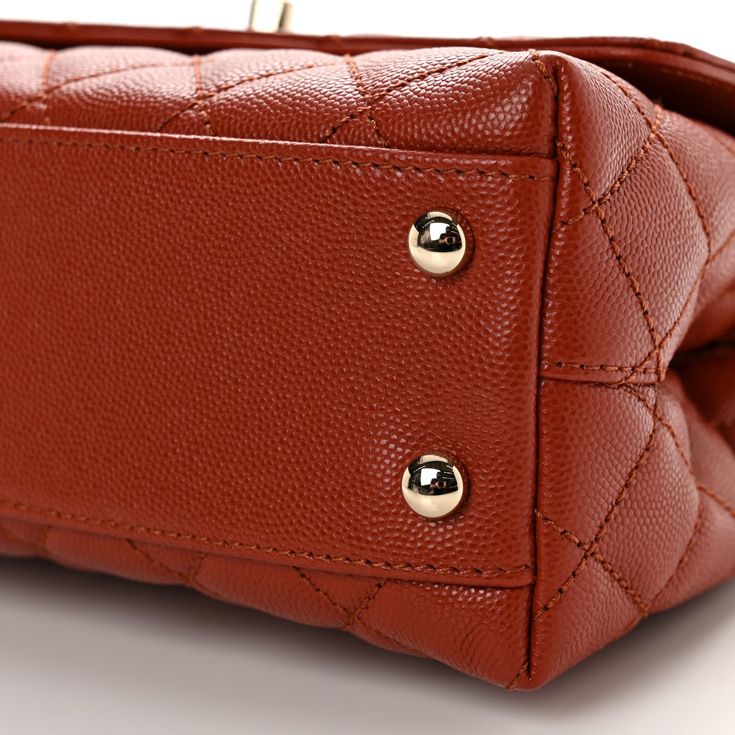 Chanel Caviar Quilted Mini Coco Handle Flap Dark Orange 10 of 11