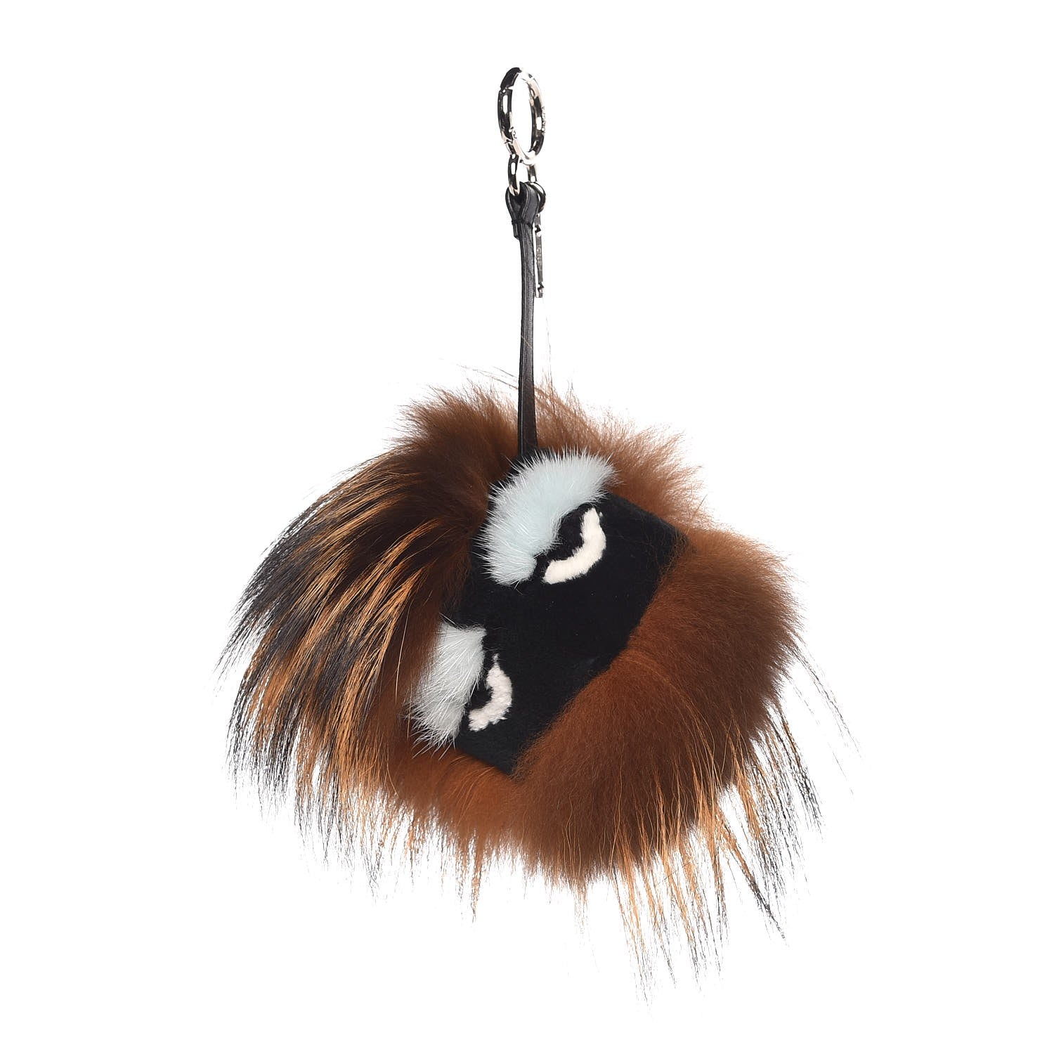 Fendi Fox Mink Rabbit Fur Vitello Flamingo Kooky Monster Bag Bug Charm Zucca Multicolor Black 1 of 4