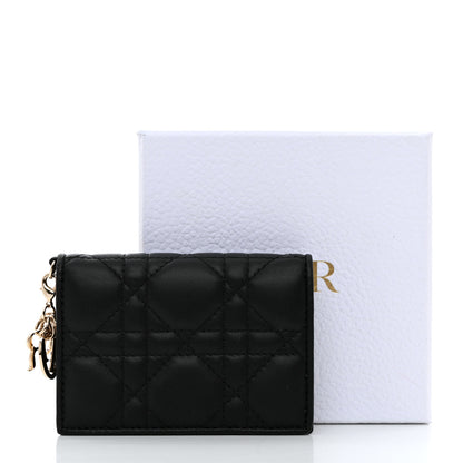 Christian Dior Lambskin Cannage Small Lady Dior Flap Card Holder Black 9 of 9