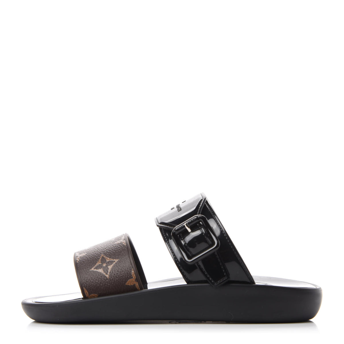 Monogram Sunbath Flat Mule Sandals 35 Black