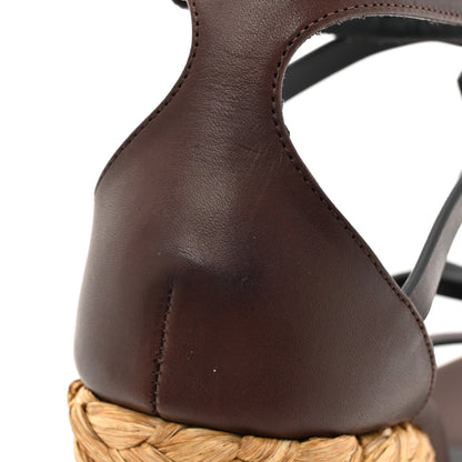 Saint Laurent Calfskin Cassandra 105 Espadrille Wedges 37 Chocolate 8 of 9