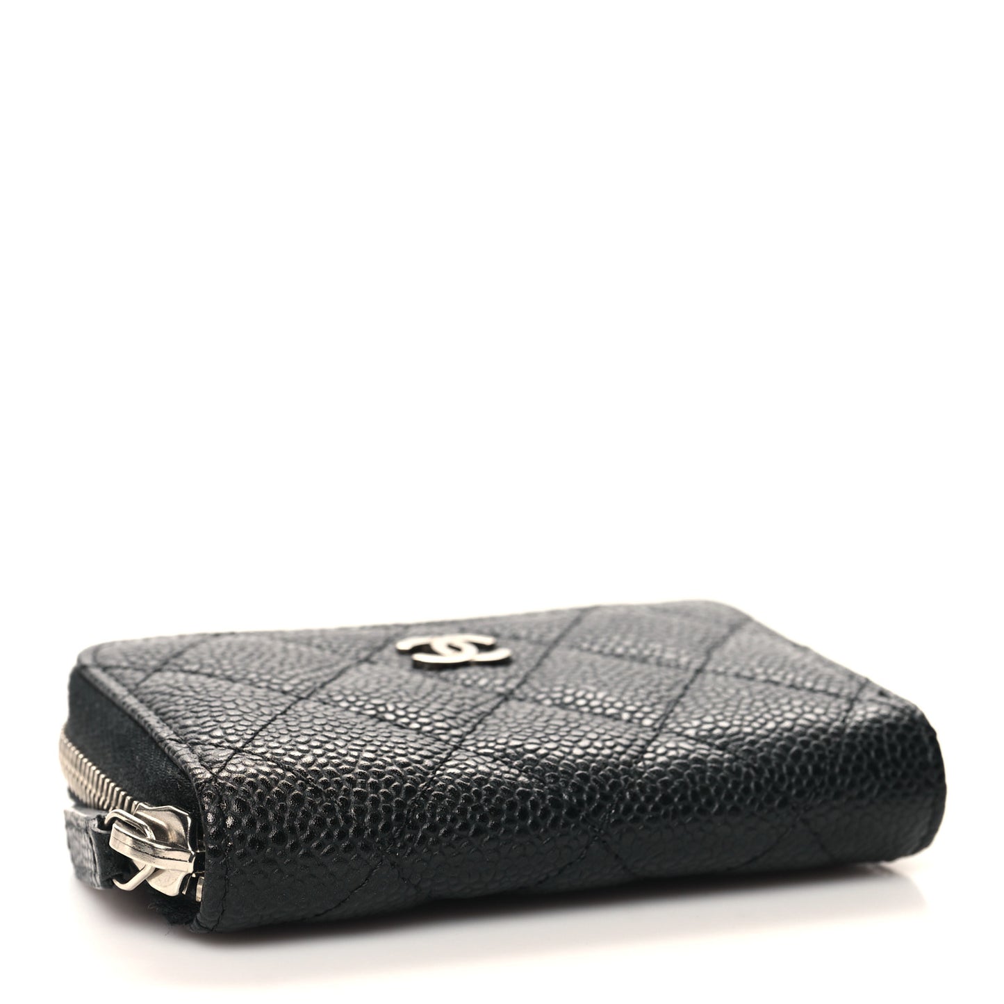 Caviar Quilted Zip Coin Purse Black
