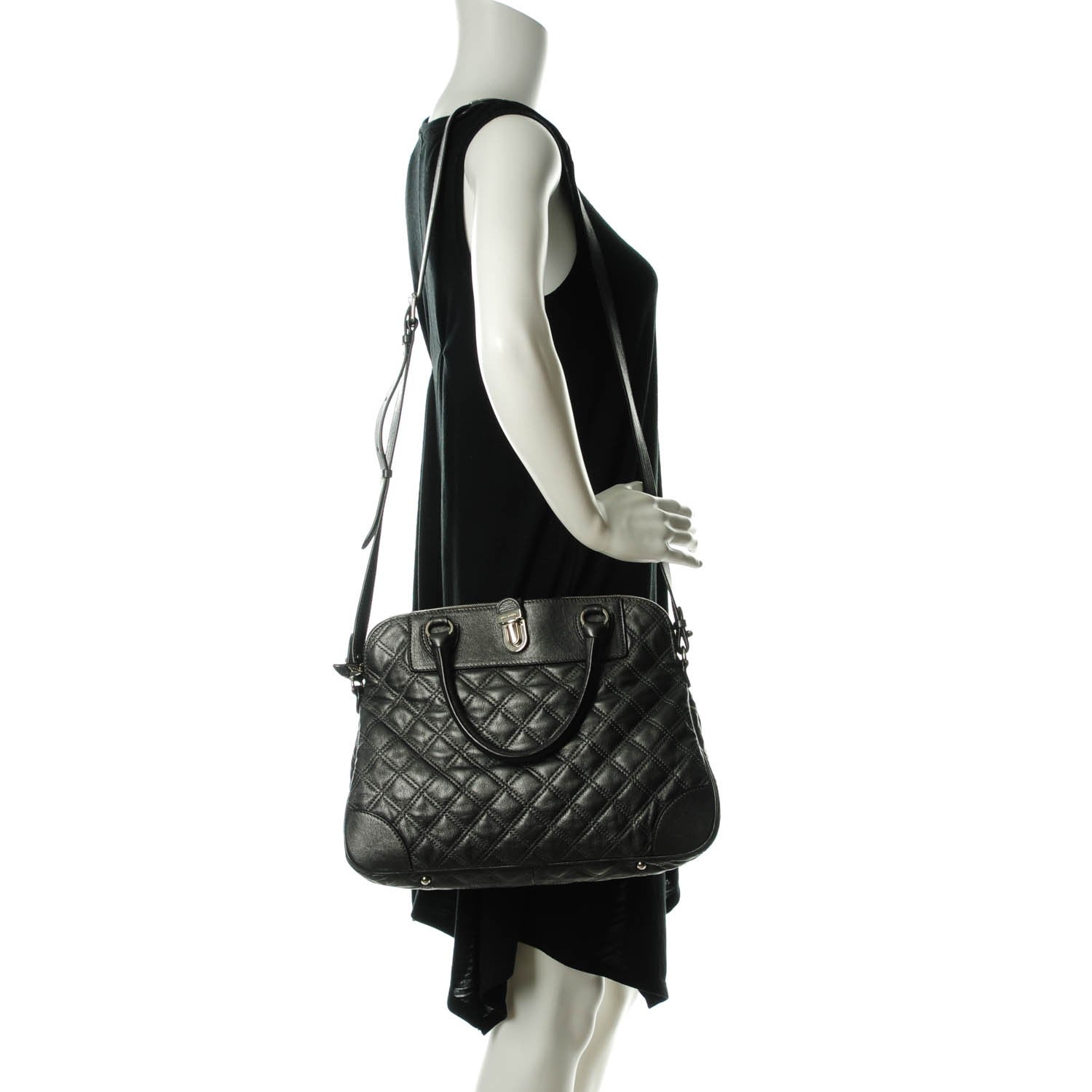 Marc Jacobs Metallic Lambskin Quilted Whitney Satchel Grey 2 of 9