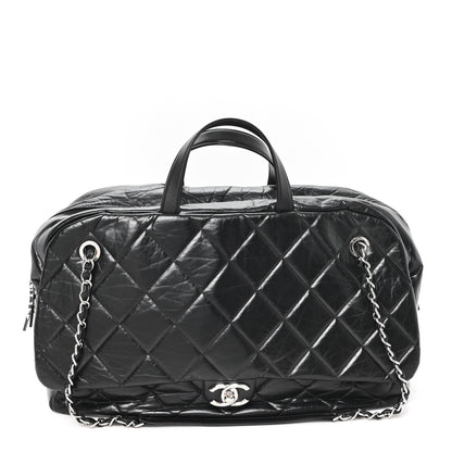 Chanel Aged Calfskin Quilted Large Express Bowling Bag Black 1 of 9