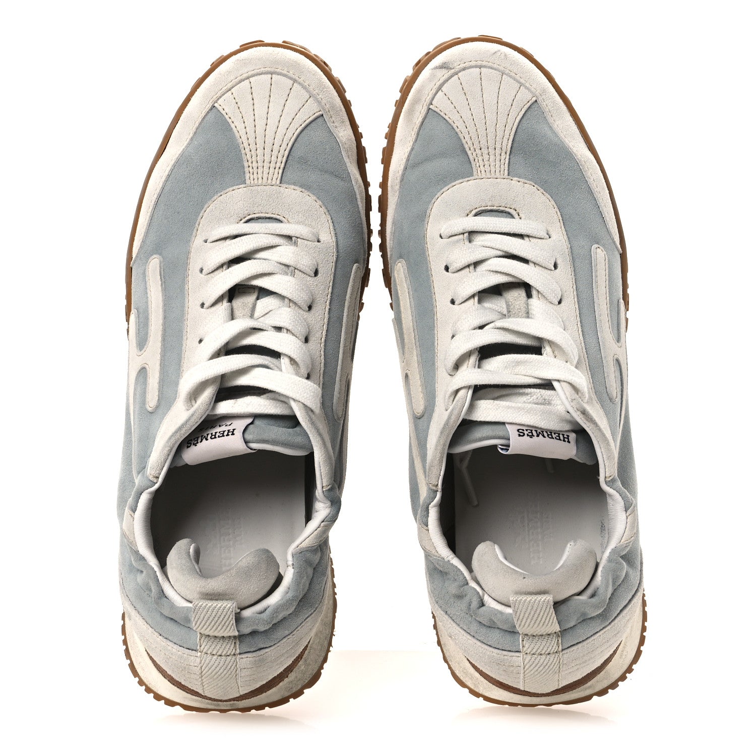 Hermes Suede Goatskin Jet Sneakers 38 Gris Nuage White 2 of 18