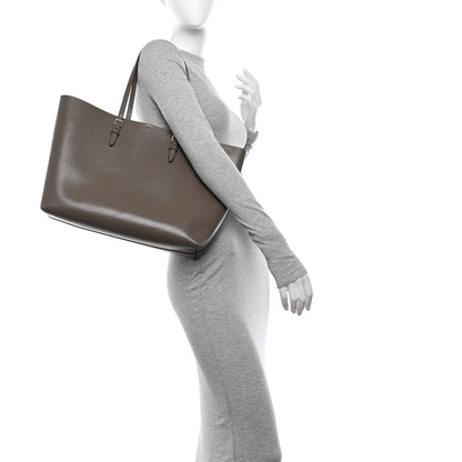 Saint Laurent Grained Calfskin Large Shopping Tote Warm Taupe Black 2 of 12