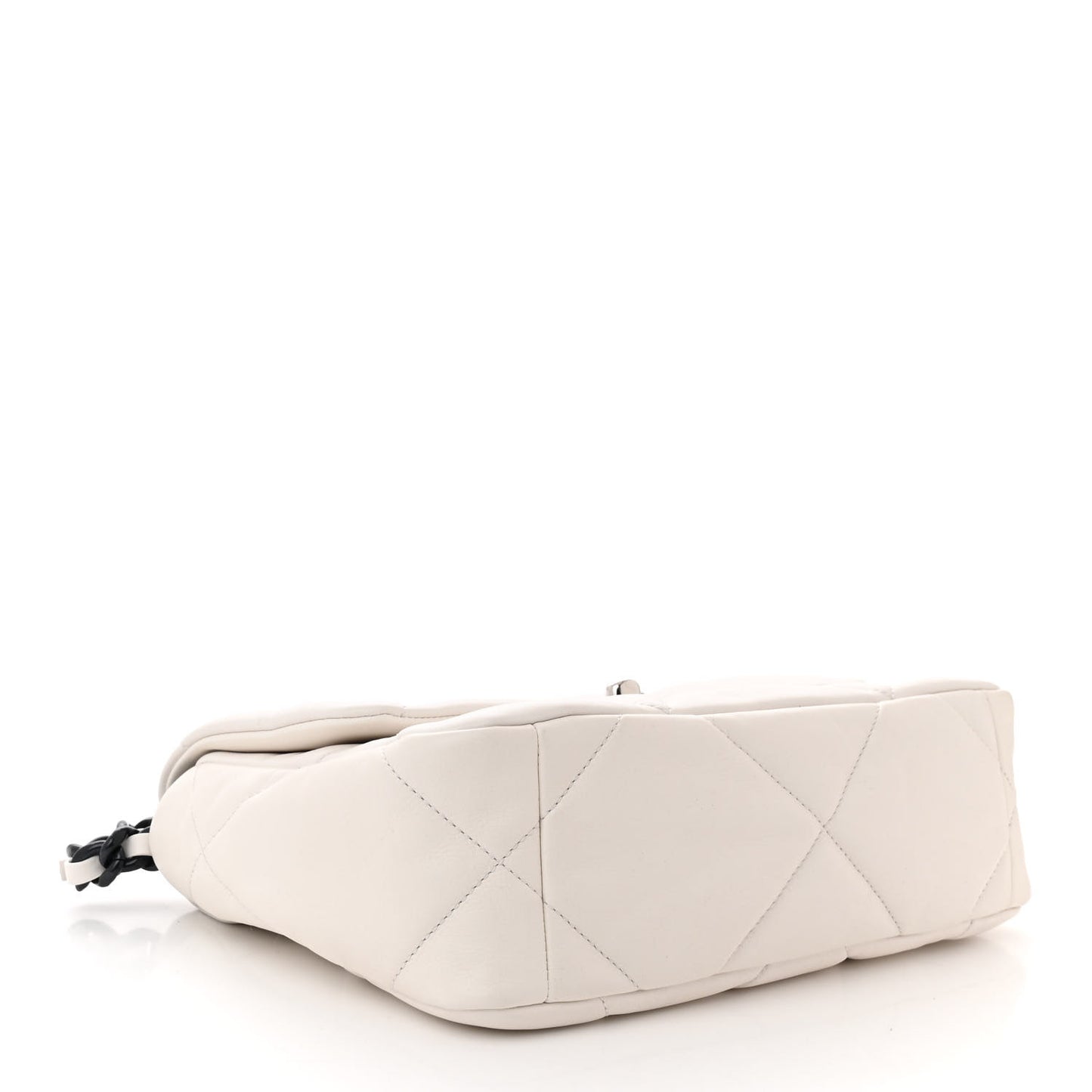 Glossy Calfskin Quilted Medium Chanel 19 Flap White Black