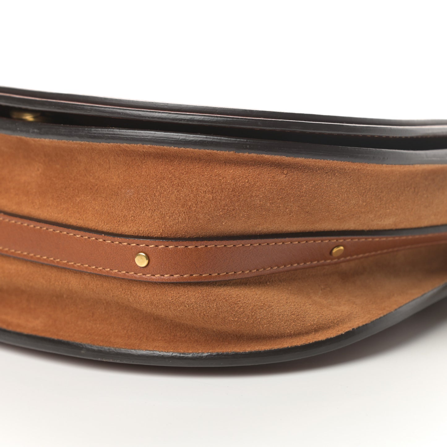 Calfskin Suede Medium Nile Bracelet Bag Caramel