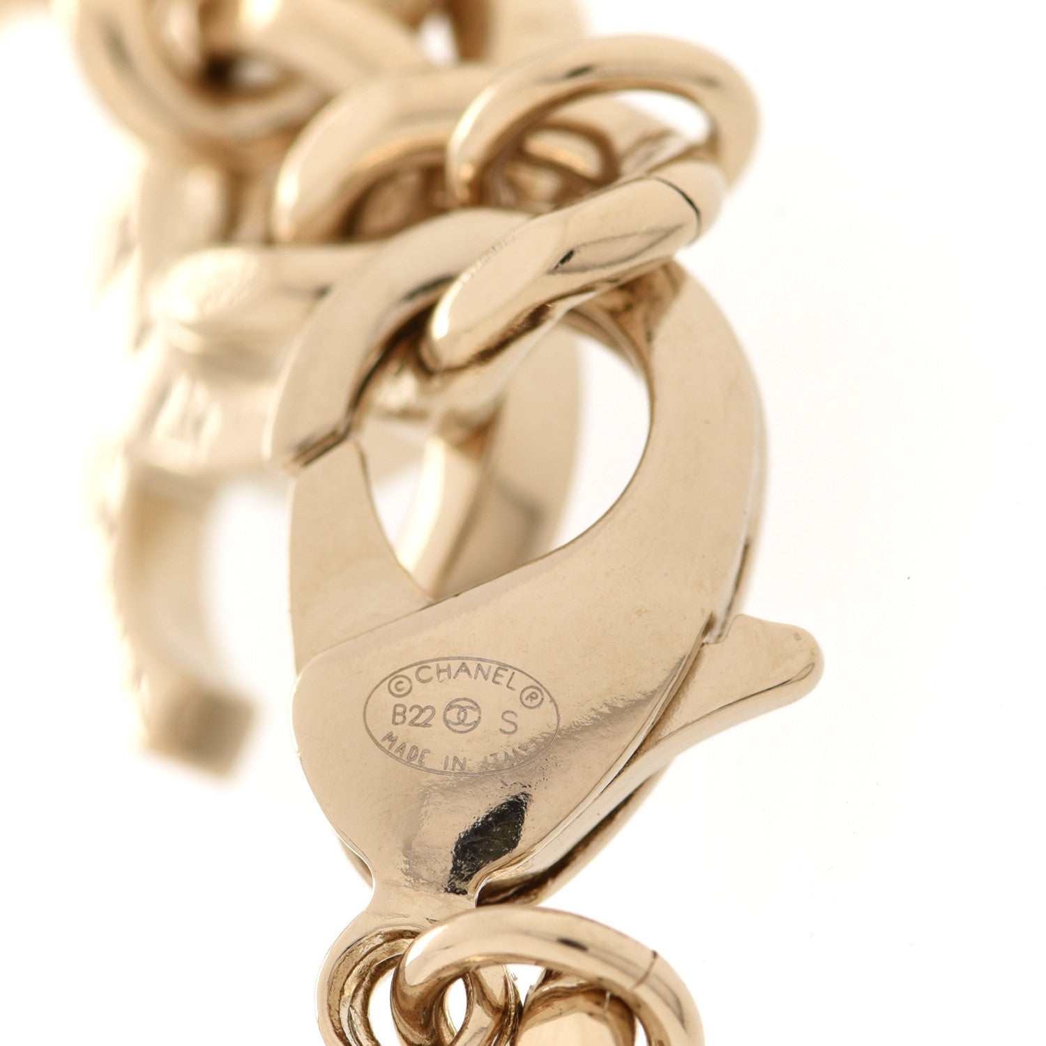 Chanel Enamel Metal CC Chain Bracelet Gold White 4 of 6