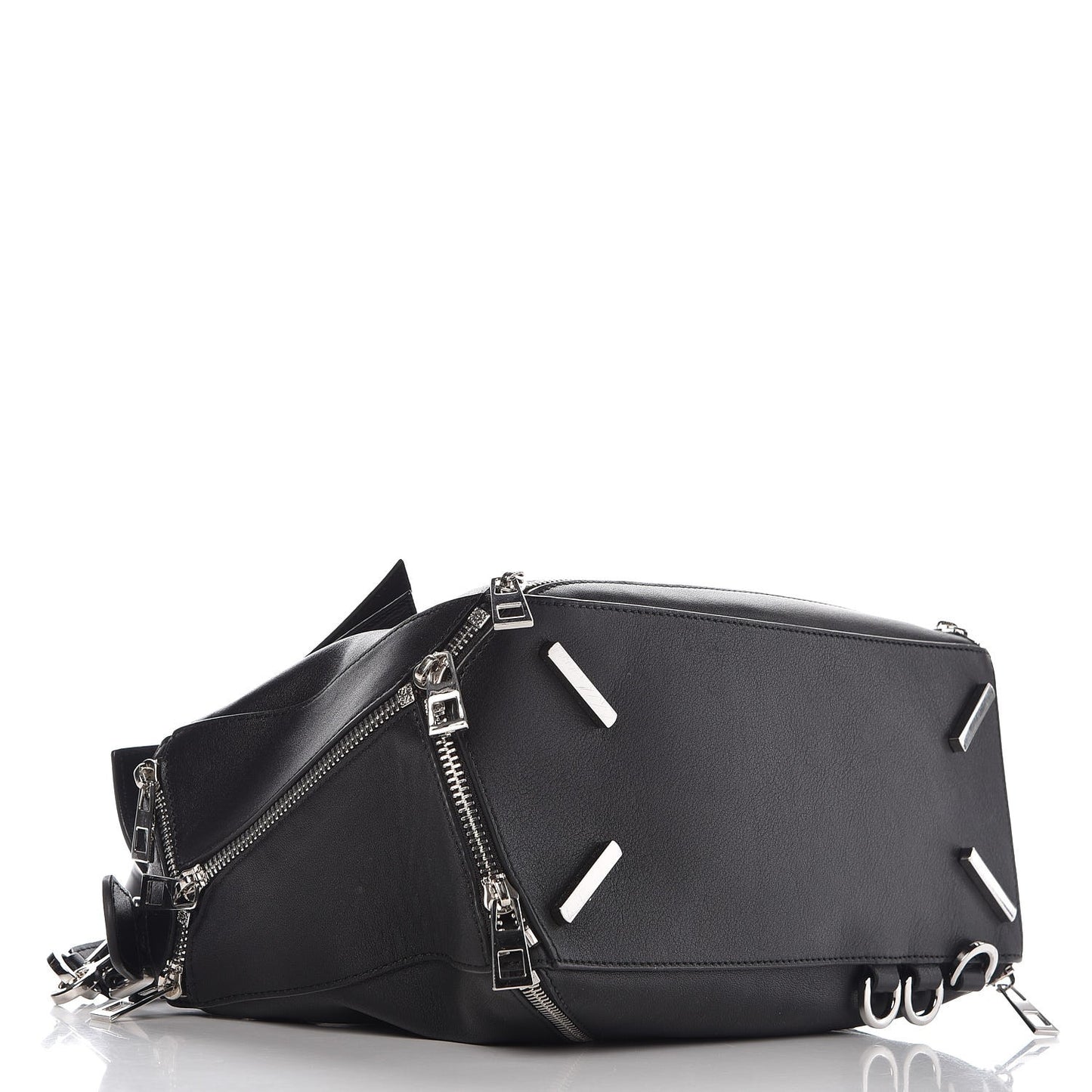 Calfskin Zipper Puzzle Bag Black