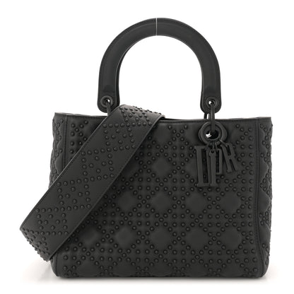 Christian Dior Matte Calfskin Cannage Studded Medium Supple Lady Dior Ultra Black 1 of 11