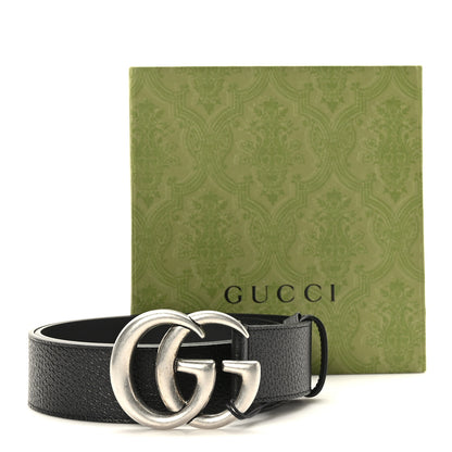 Gucci Textured Dollar Calfskin Nickel Double G 40mm Belt 85 34 Black 6 of 6