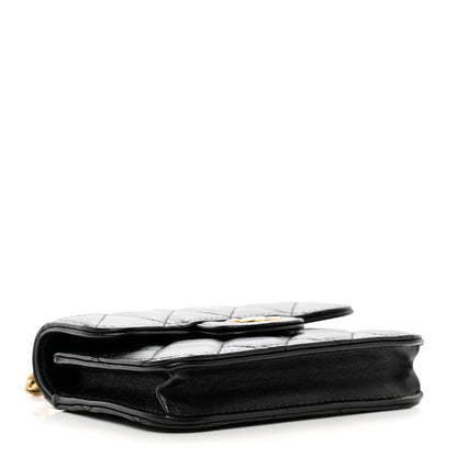 Chanel Lambskin Quilted Top Handle Flap Coin Purse With Chain Black 4 of 7