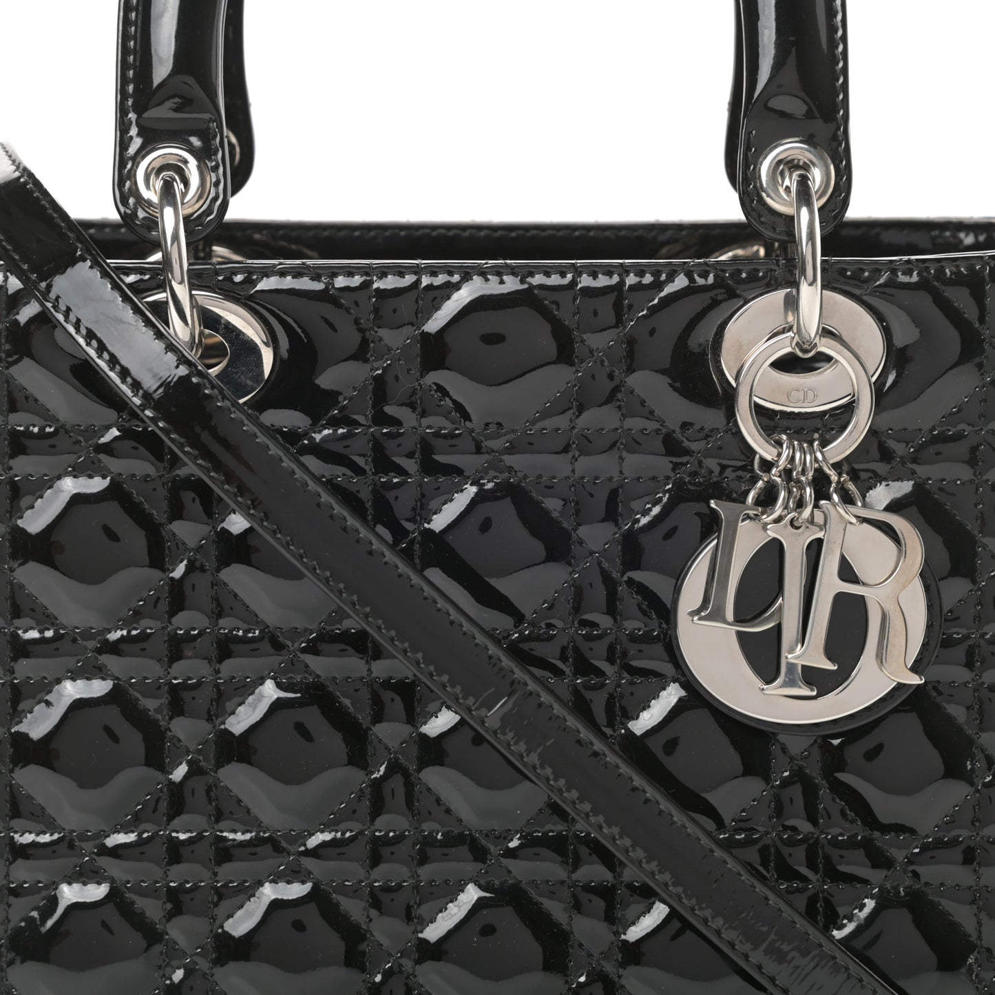 Patent Cannage Medium Lady Dior Black