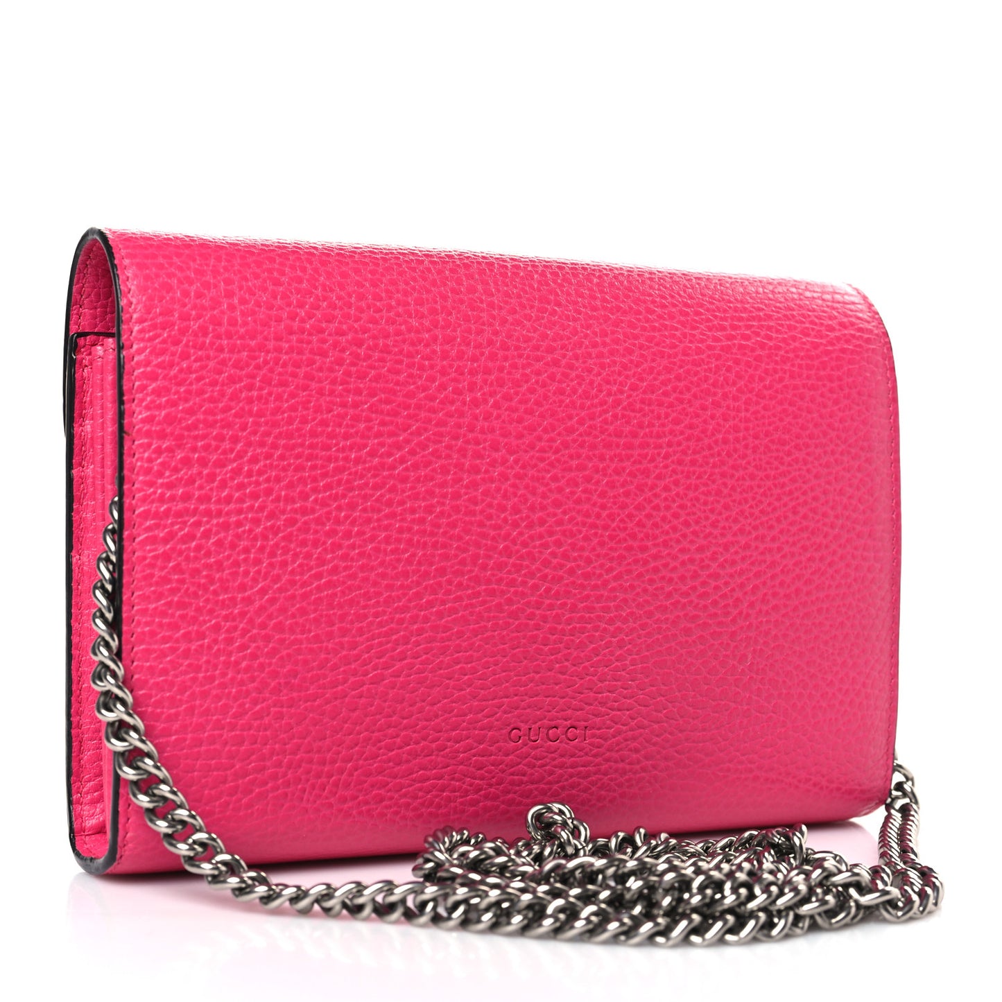 Dollar Calfskin Crystal Mini Dionysus Chain Wallet Box Pink