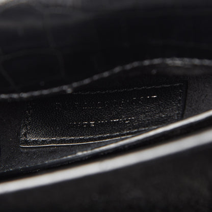 Saint Laurent Calfskin Crocodile Embossed Medium Monogram Sunset Black 7 of 10
