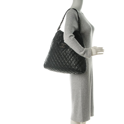 Chanel Distressed Glazed Caviar Quilted Large Elastic Tote Black 2 of 7