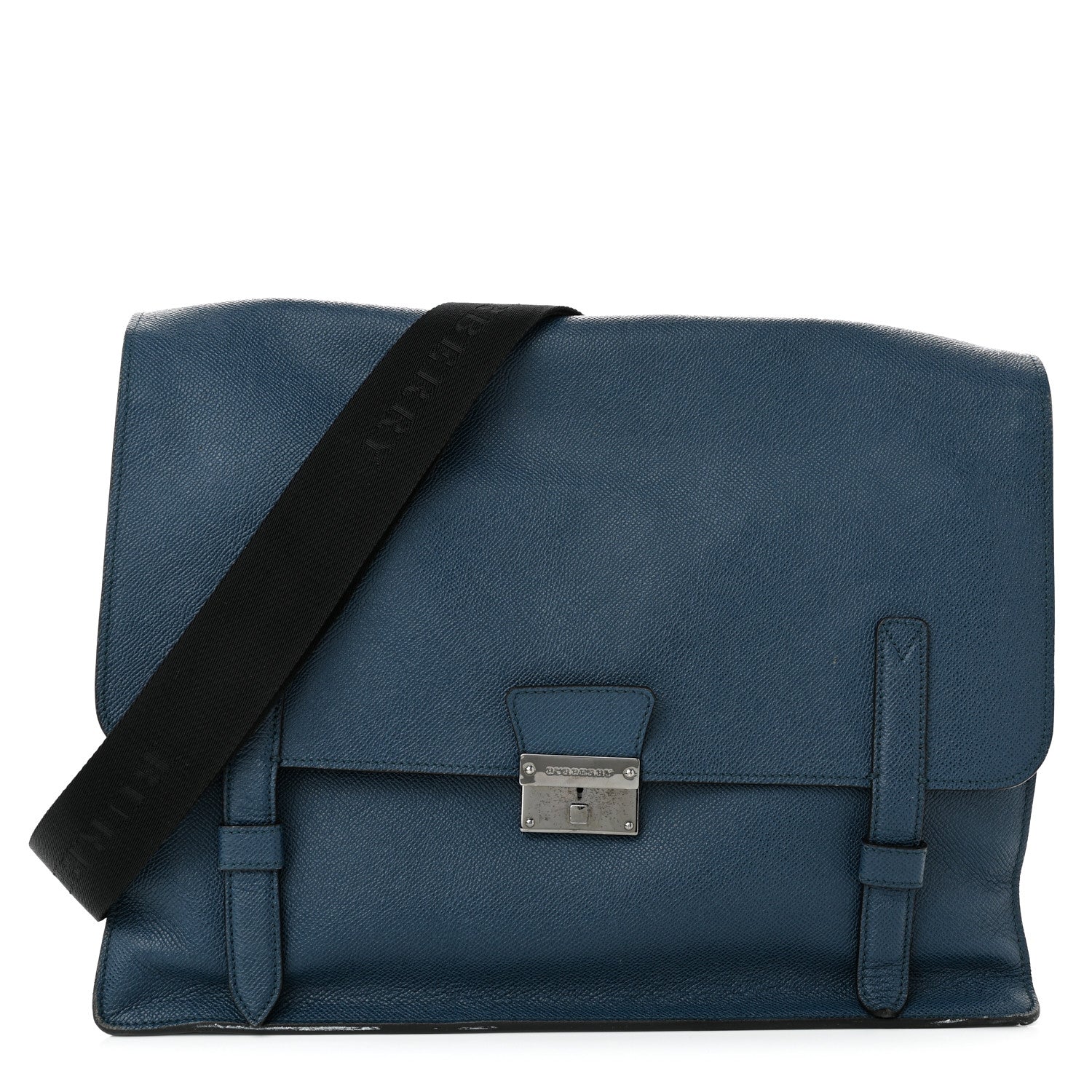 Burberry London Grainy Calfskin Rivendale Messenger Bag Blue 1 of 10