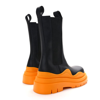 Bottega Veneta Calfskin The Tire Chelsea Boots 40.5 Black Tangerine 4 of 7