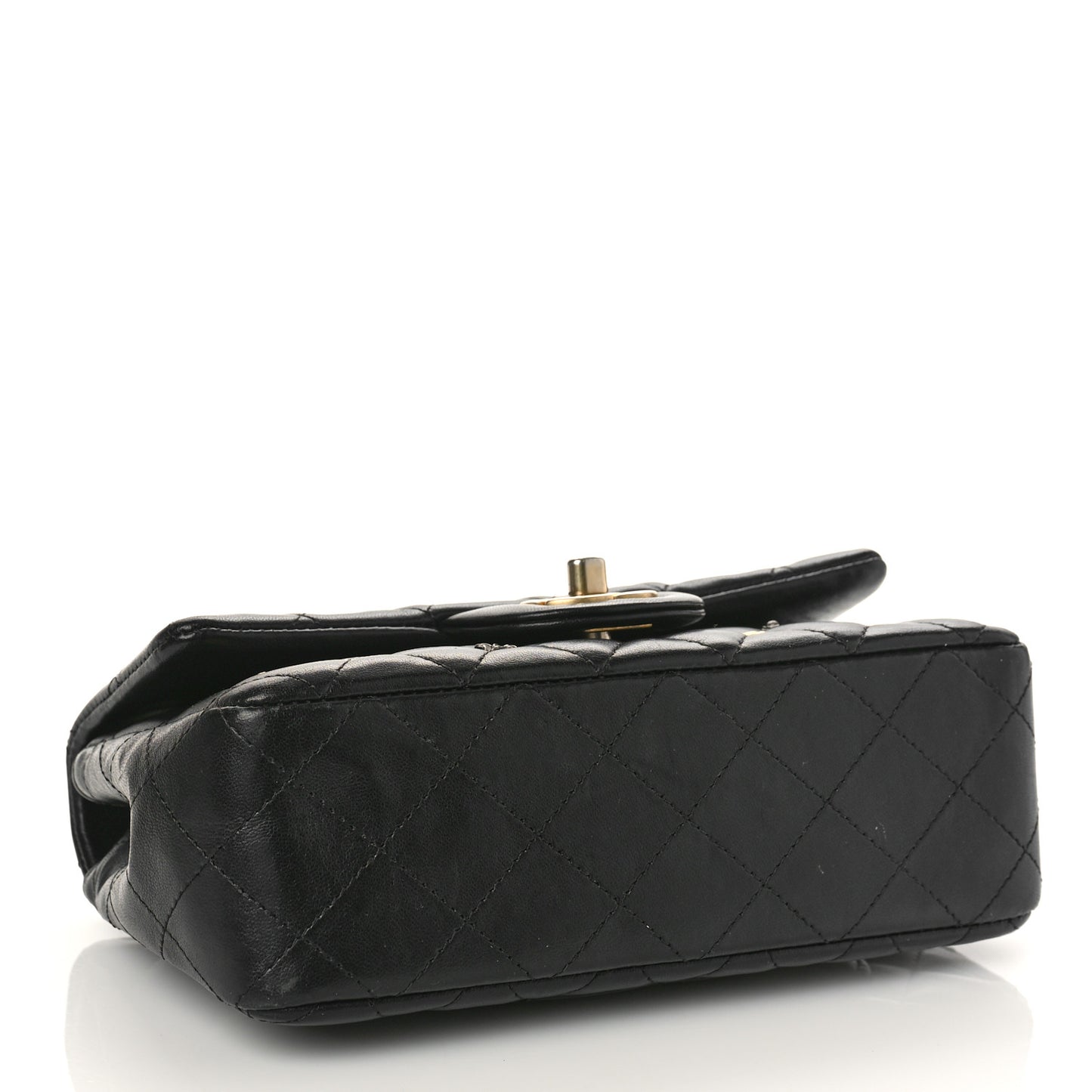 Lambskin Quilted Studded Mini Rectangular Flap Black