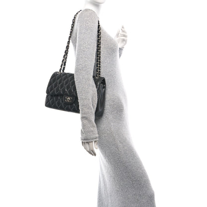 Chanel Lambskin Quilted Jumbo Double Flap Black 2 of 13