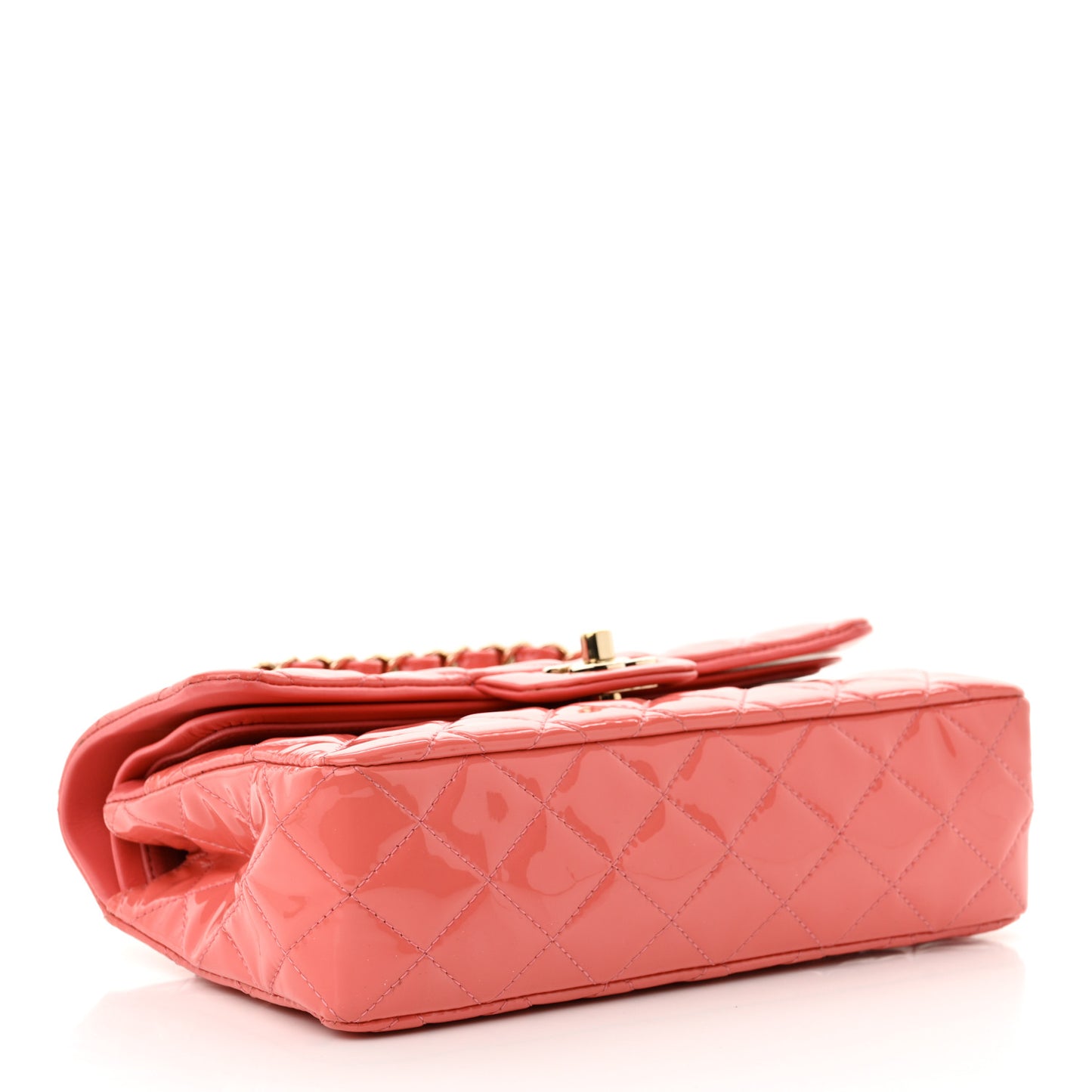 Patent Small Double Flap Pink