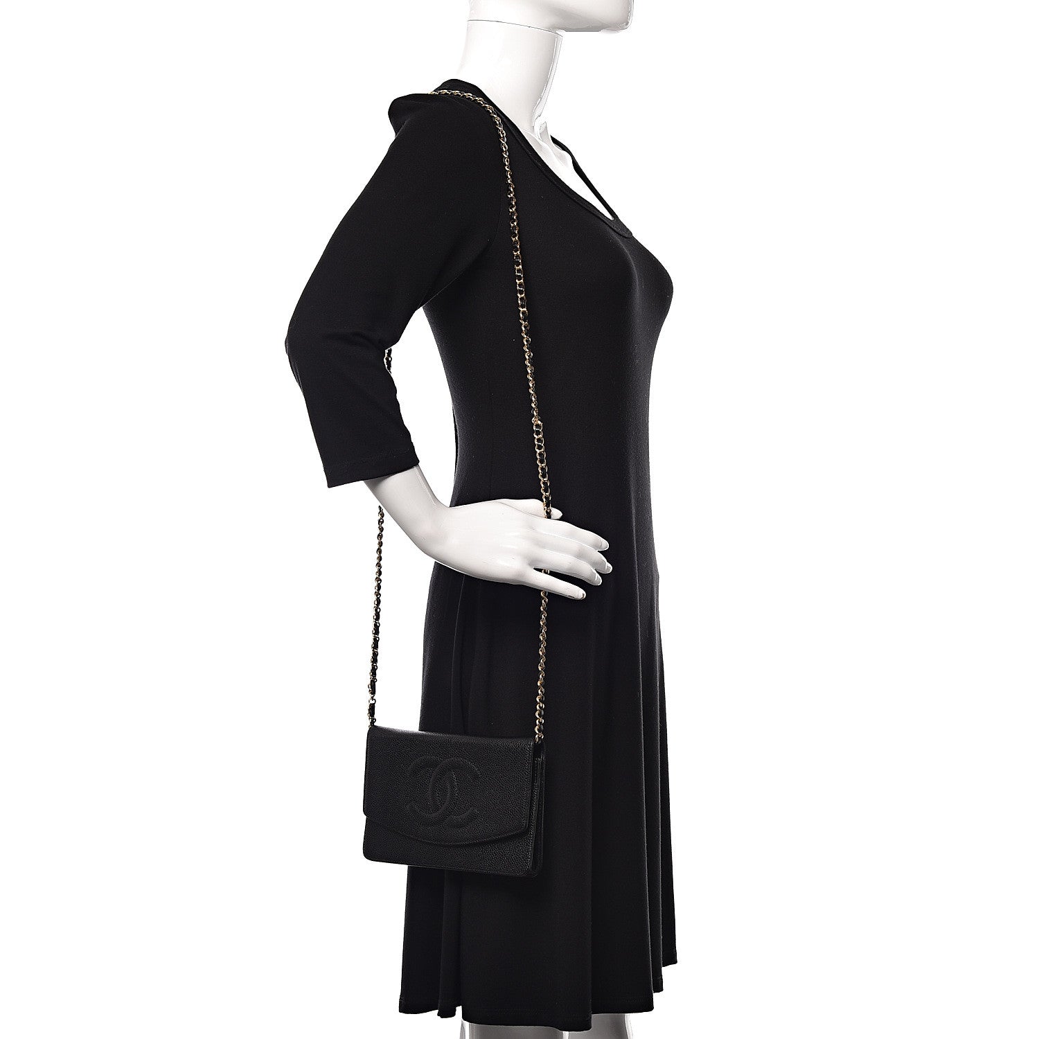 Chanel Caviar Timeless CC Wallet On Chain WOC Black 2 of 12