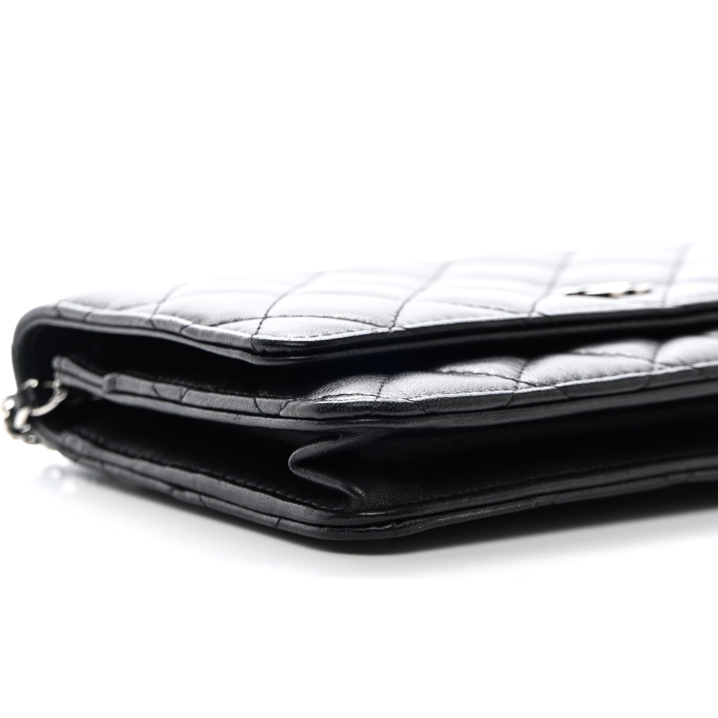 Lambskin Quilted Wallet On Chain WOC Black