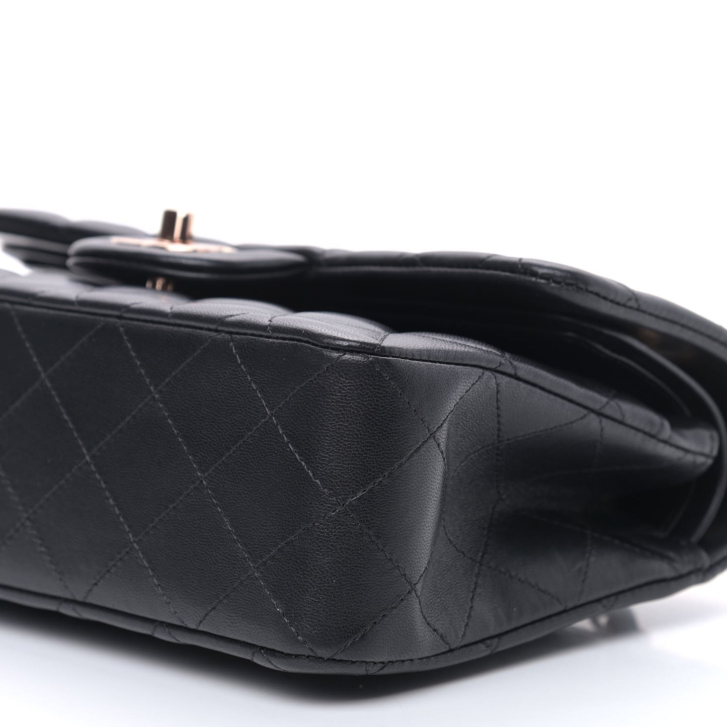 Lambskin Quilted Small Double Flap Black