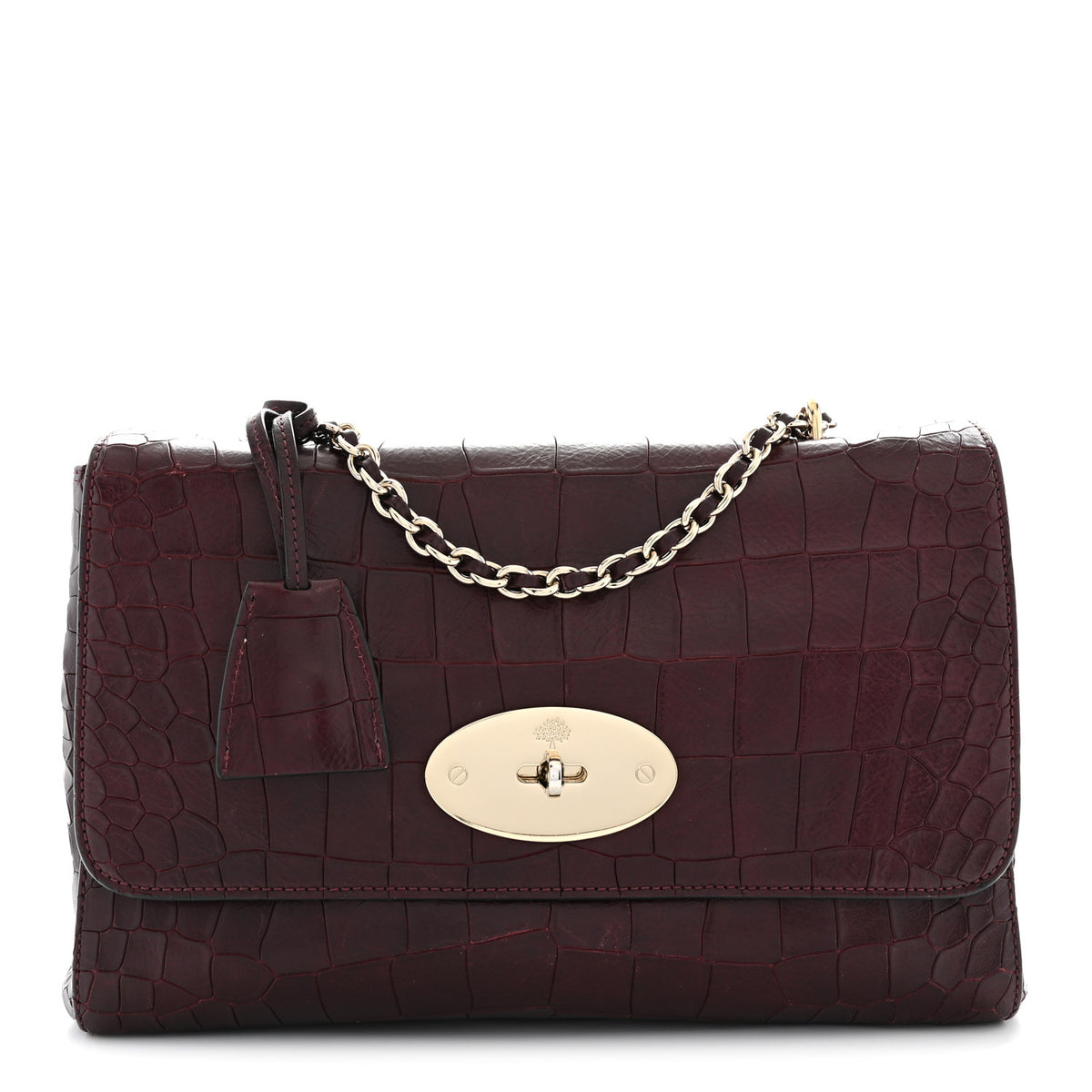 Nappa Crocodile Embossed Medium Lily Flap Oxblood