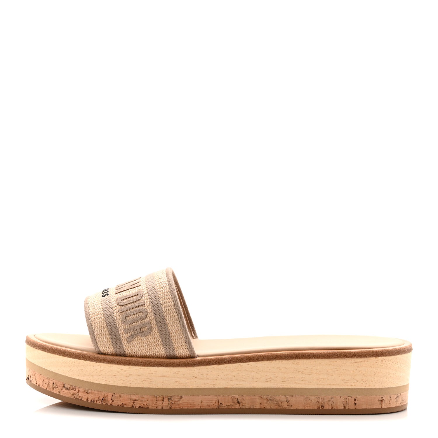 Christian Dior Raffia Dioriviera Embroidered Dway Platform Slide Sandals 40 Cookie 1 of 10