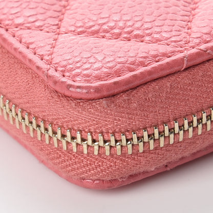 Chanel Metallic Caviar Quilted Zip Coin Purse Pink 7 of 12