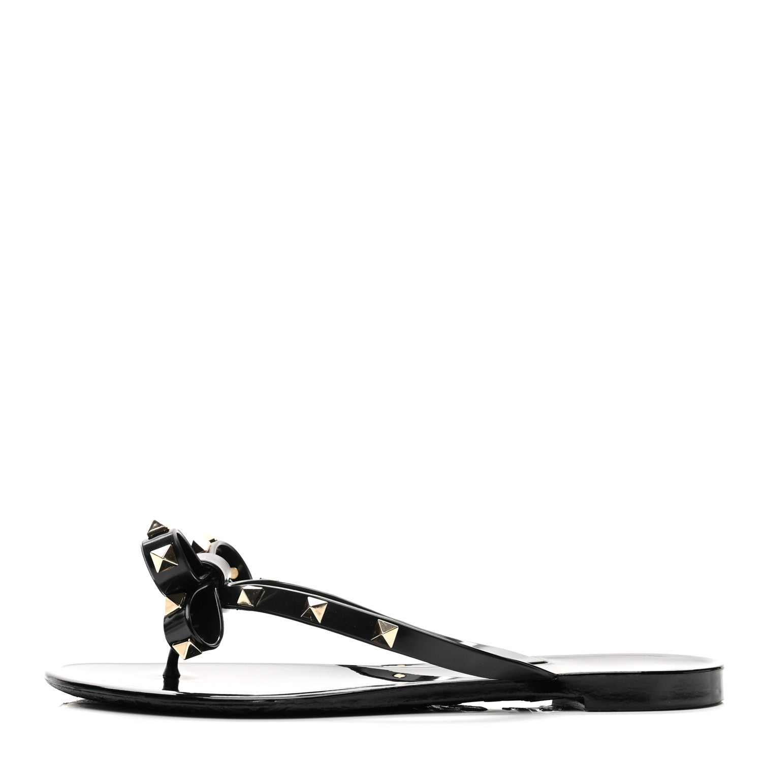 Valentino Garavani PVC Jelly Rockstud Bow Thong Sandals 37 Black 1 of 8