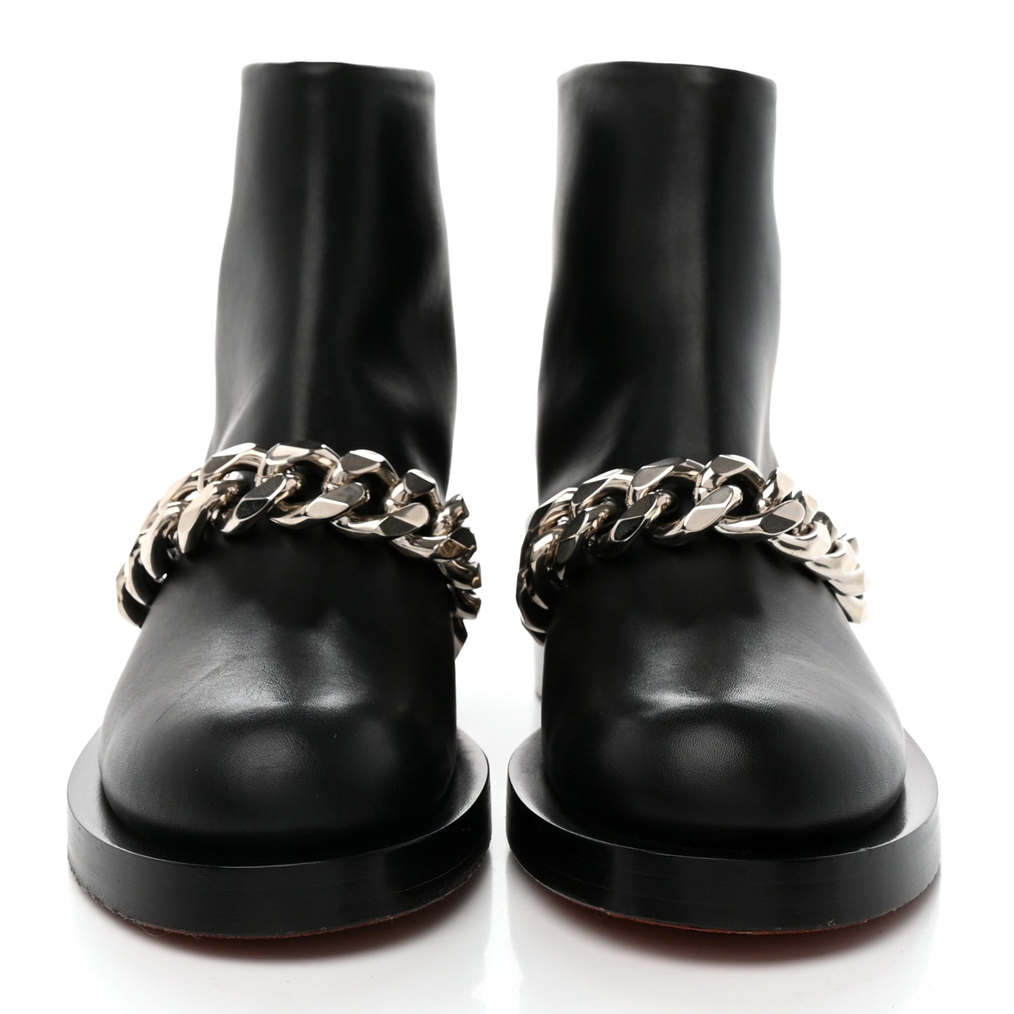 Calfskin Bottine Chain Boots 39 Black