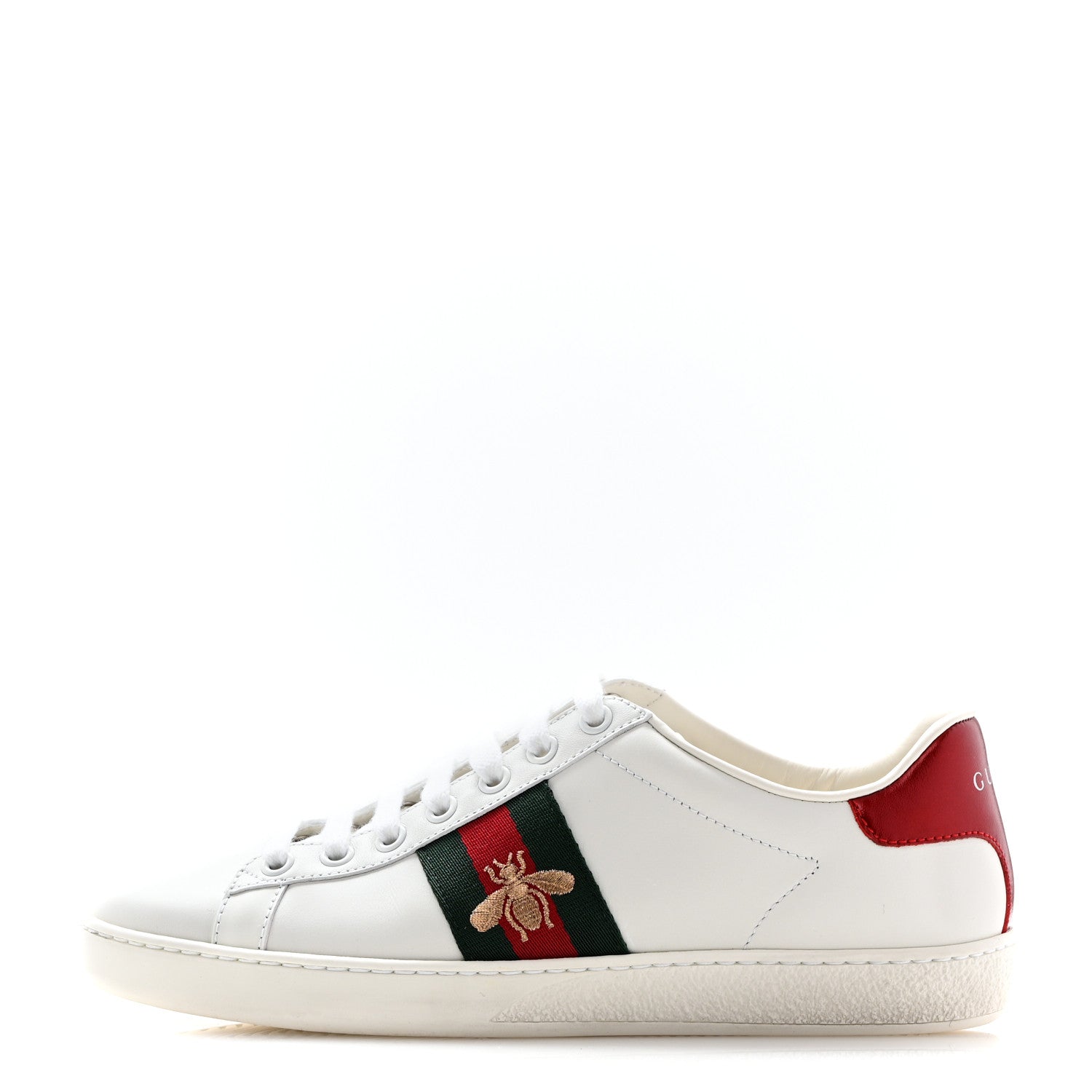 Gucci Calfskin Ayers Bee Embroidered Womens Ace Sneakers 37 White Green 1 of 10