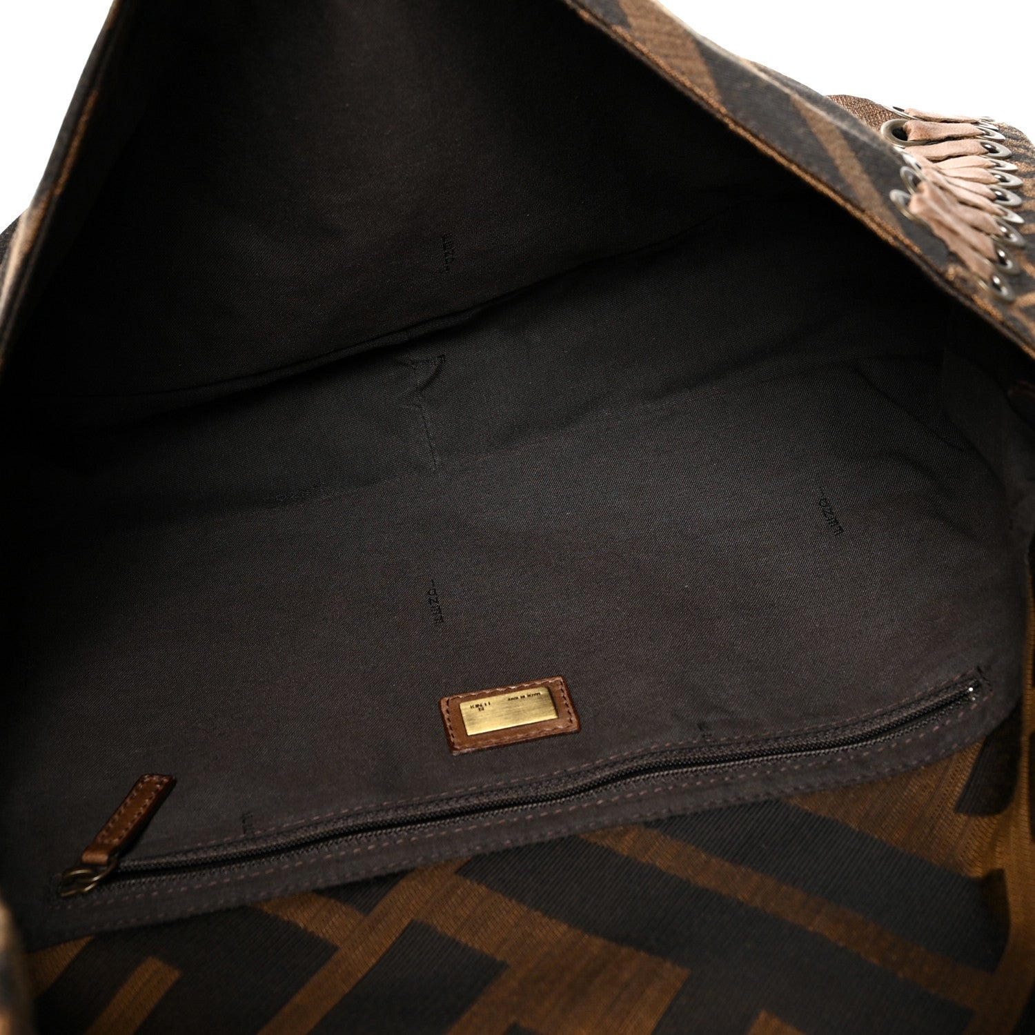 Fendi Fabric FF Diagonal Whipstich Large Convertible Baguette Tobacco 5 of 10