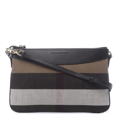 Burberry Mega Check Peyton Crossbody Clutch Bag Black 1 of 9