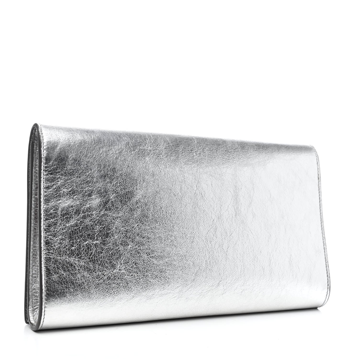Saint Laurent Metallic Calfskin Monogram Large Belle De Jour Clutch Silver 2 of 4