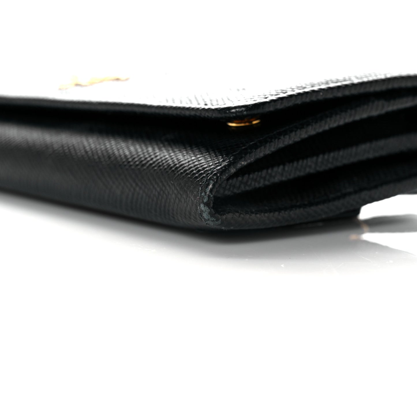 Saffiano Metal Continental Flap Wallet Black
